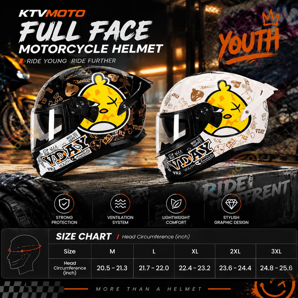 DOT-Certified Trendy Full-Face Motorcycle Helmets for Couples-I301