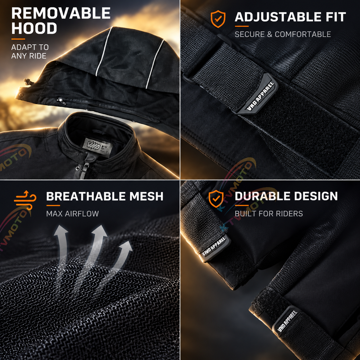 Breathable motorcycle riding gear with CE Level 2 armor-J96