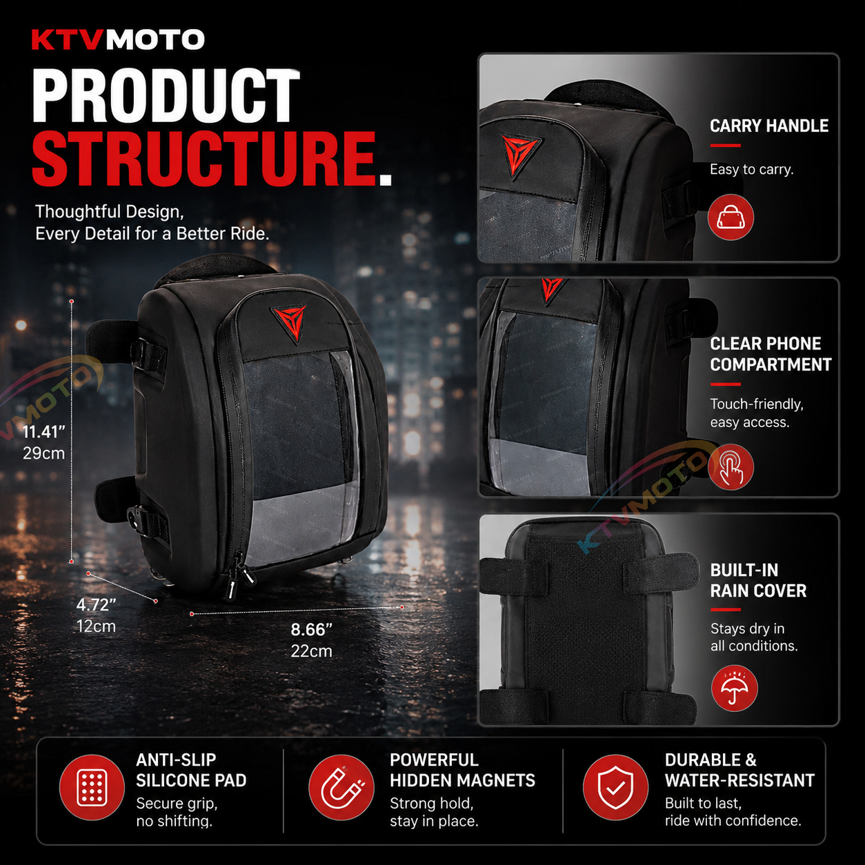 Motorcycle magnetic waterproof multi-functional quick-release backpack-B27