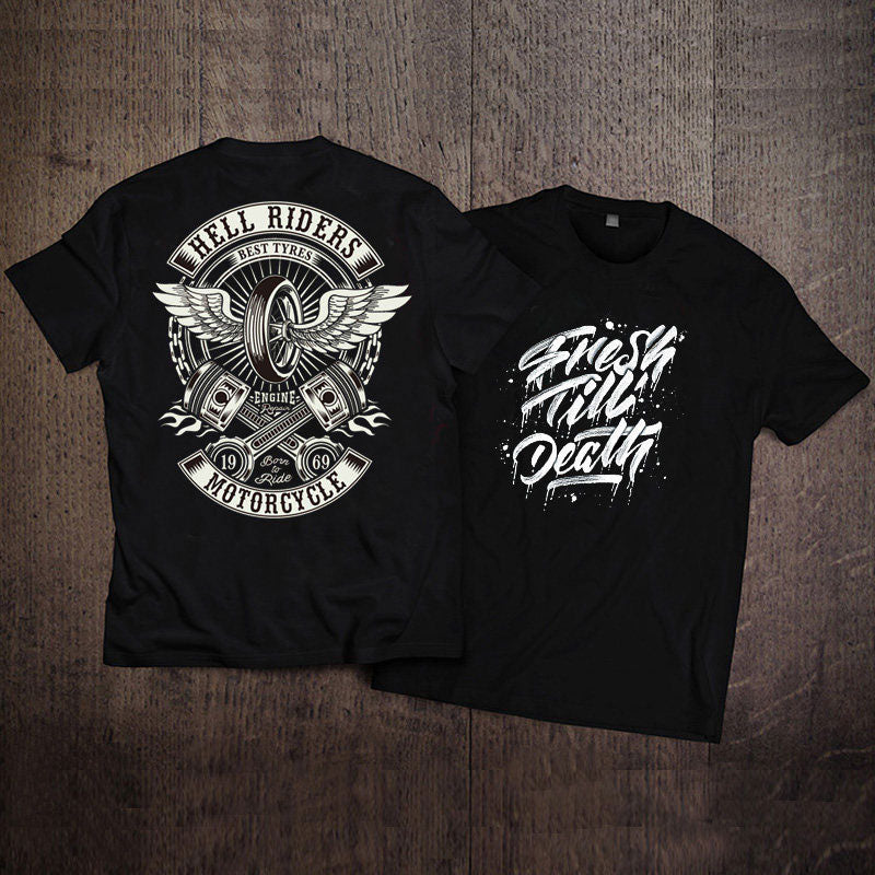 Heavyweight Retro Biker-Style Short-Sleeve T-Shirt - T01
