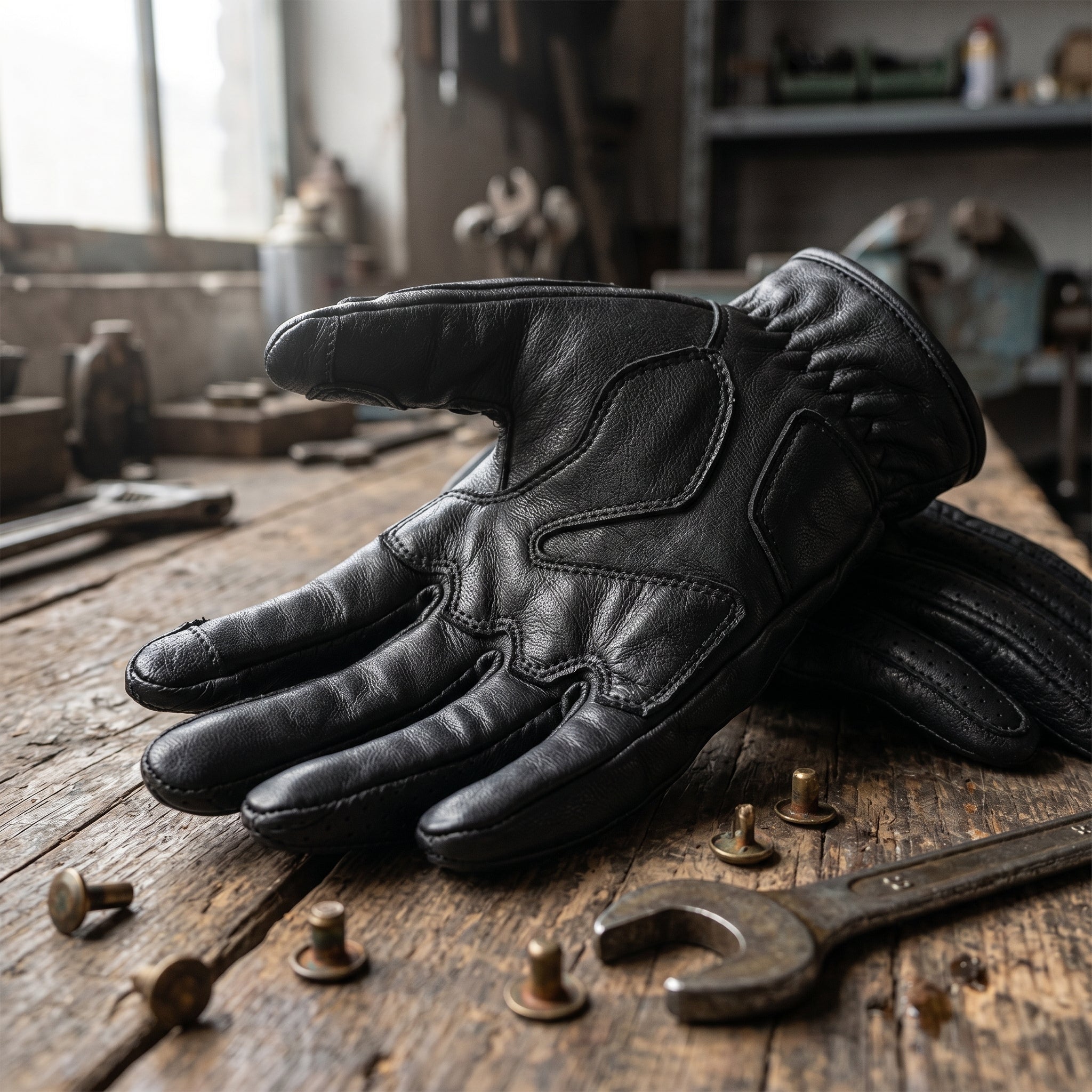 Retro Cruiser Motorcycle Gloves Genuine Leather Sheepskin Harley Crashproof