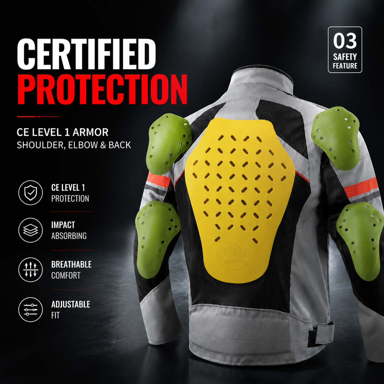 Motorcycle riding suit with reflective mesh（CE Grade）-J80