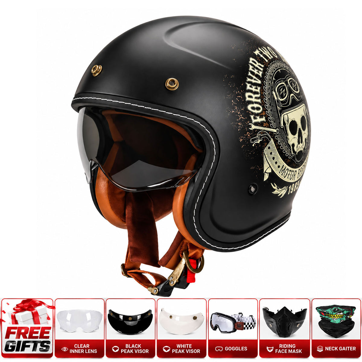 Retro-style graffiti cruiser motorcycle helmet-I303