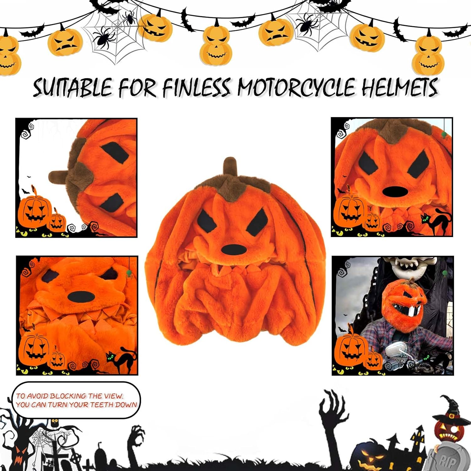 Funny motorcycle helmet covers-Pumpkin Head