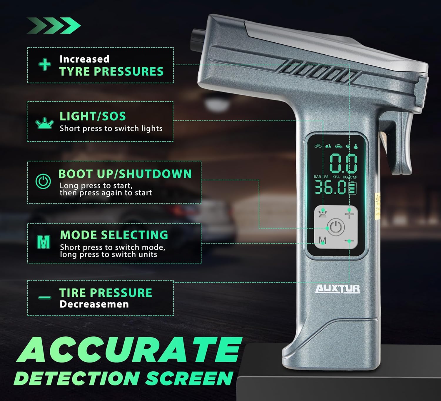 6-in-1 tire air pump with LED light-X03
