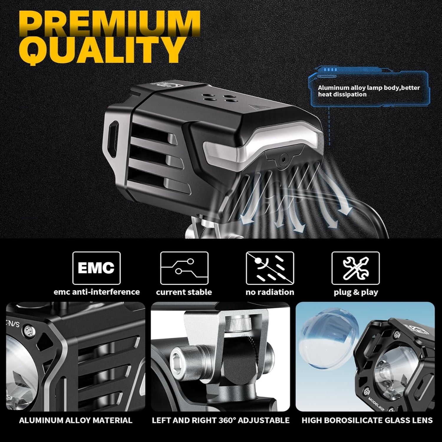 60W White Amber LED Spotlight Auxiliary Light Kit-D17