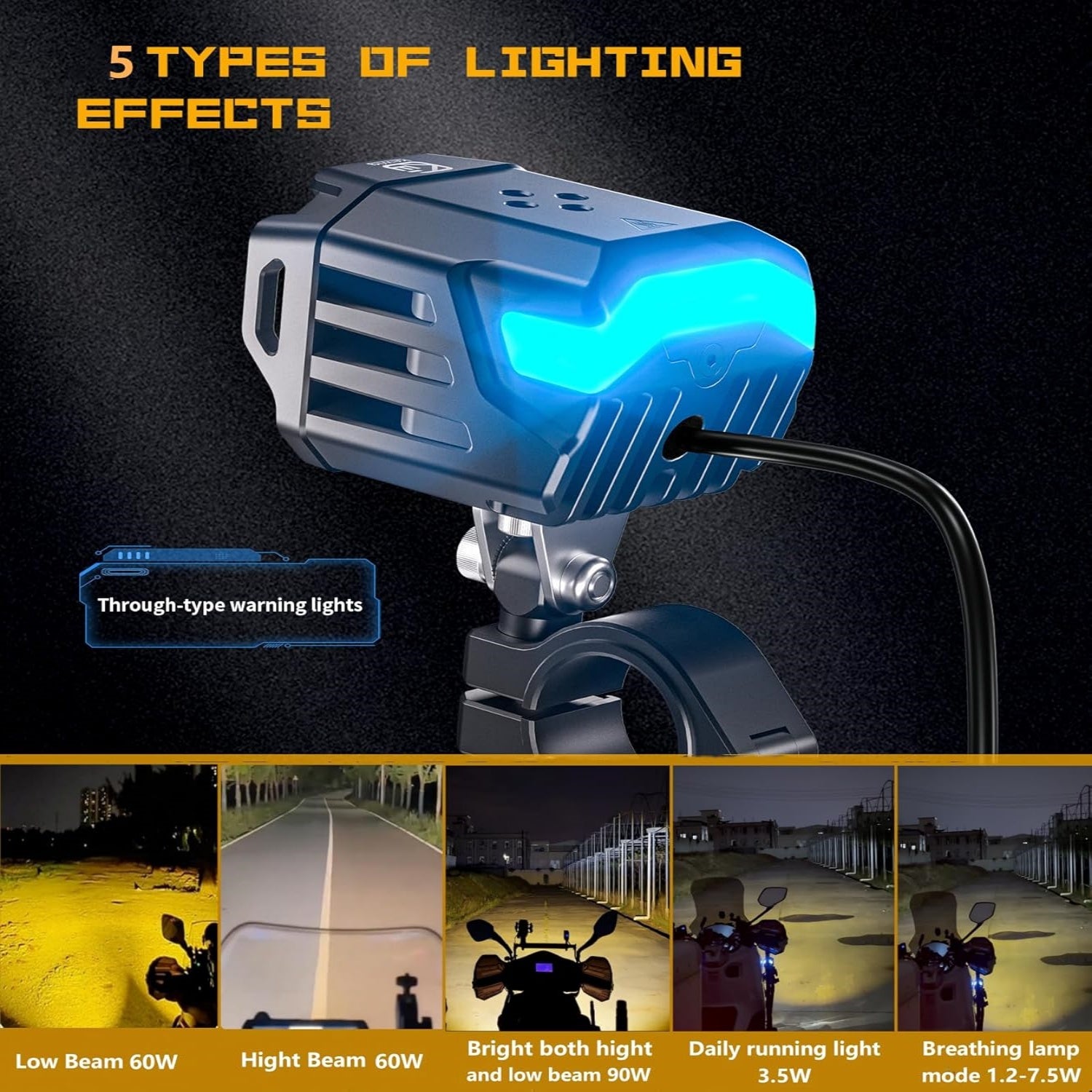 60W White Amber LED Spotlight Auxiliary Light Kit-D17