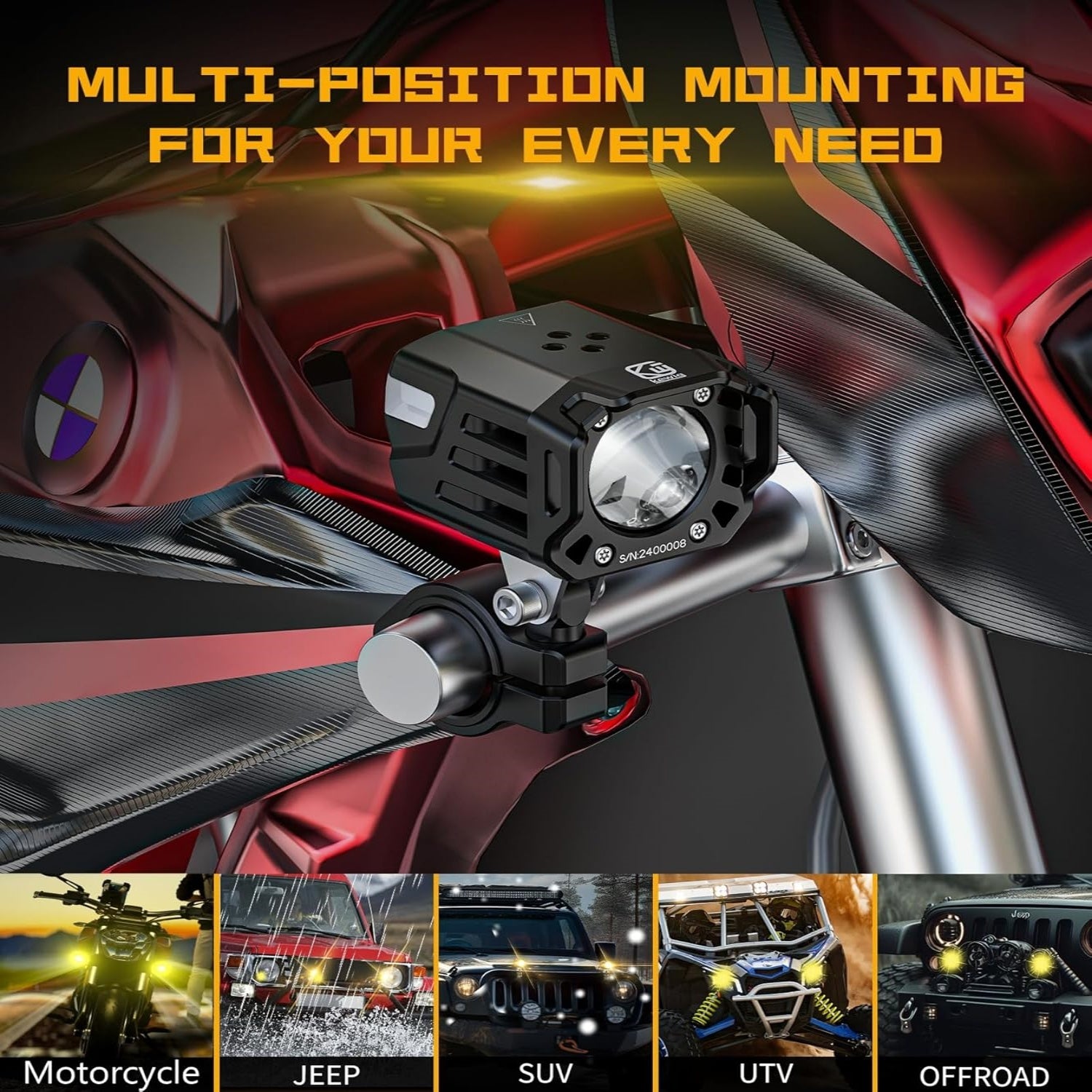 60W White Amber LED Spotlight Auxiliary Light Kit-D17