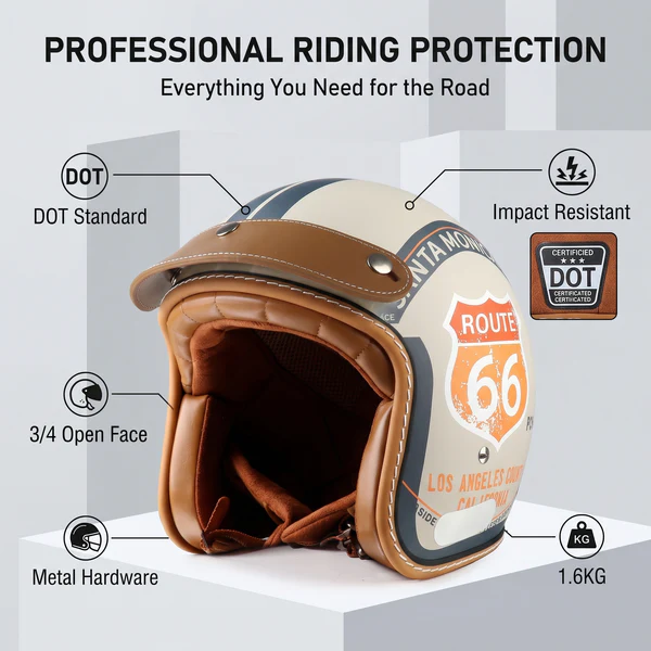 DOT Motorcycle Helmet 3/4 Half Helmet-I17