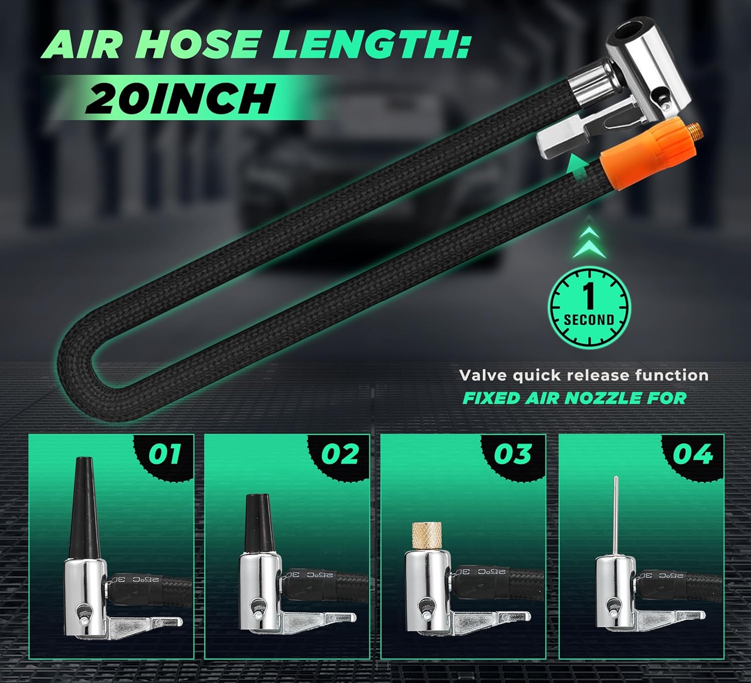 6-in-1 tire air pump with LED light-X03