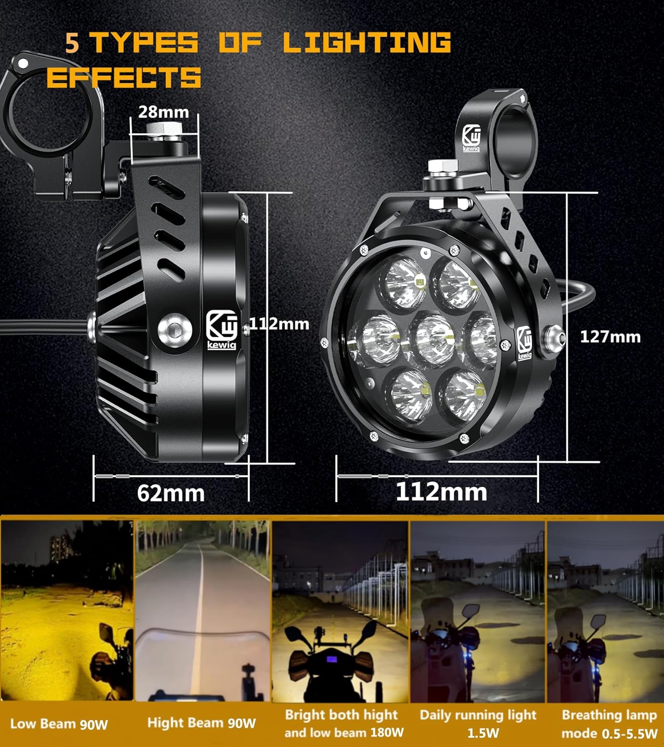 4.5-inch 90W LED Motorcycle Auxiliary Fog Light-D18