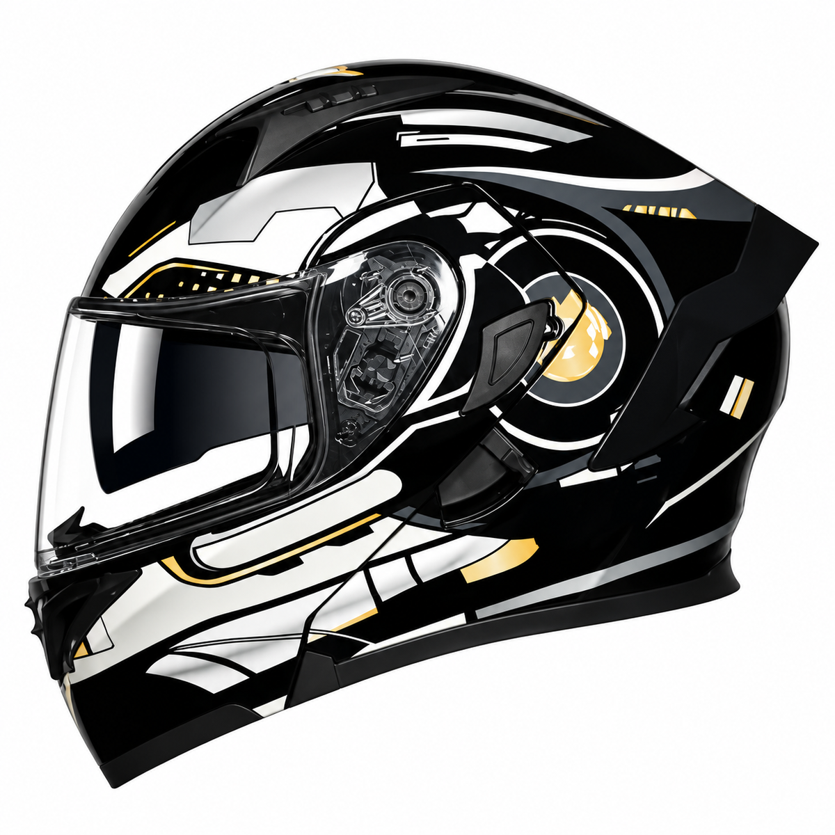 Vibrant Graffiti Dual-Visor Modular Motorcycle Helmet with Rear Spoiler-I154