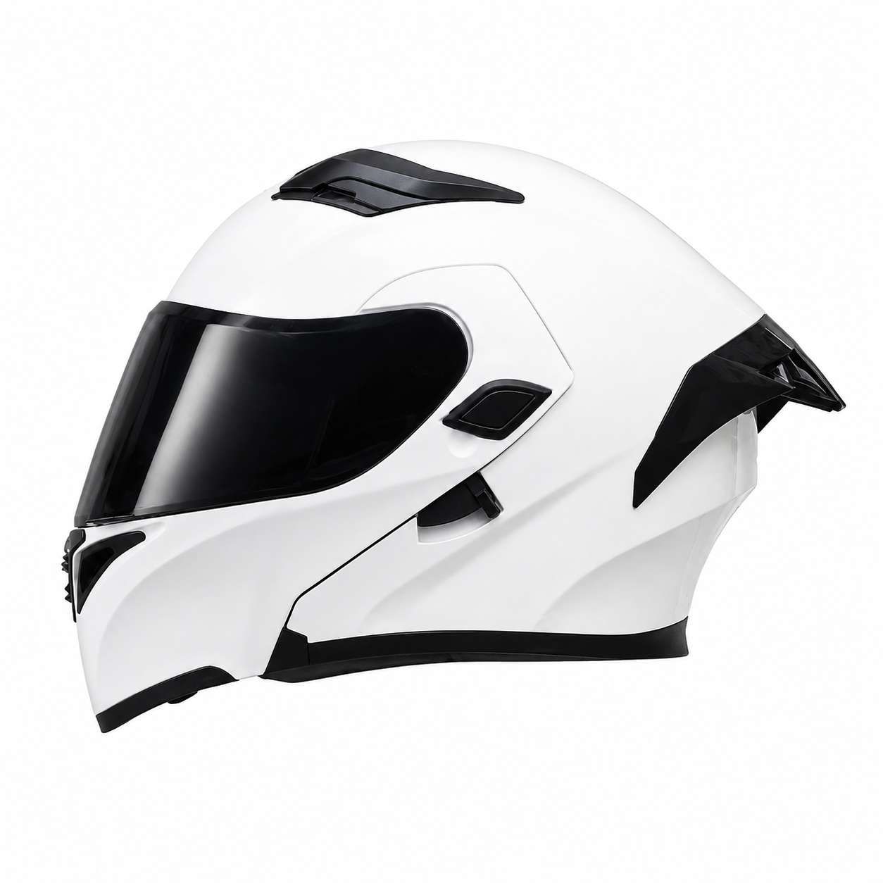 Flip-up motorcycle helmet with dual visors and a tinted rear spoiler-I149