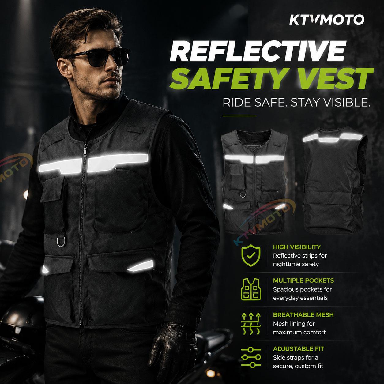 Reflective Off-Road Motorcycle Riding Vest-J104