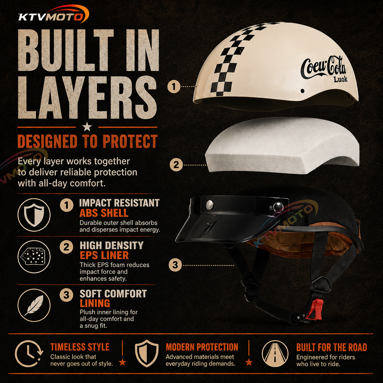 Retro half-helmet, summer travel gear-I18
