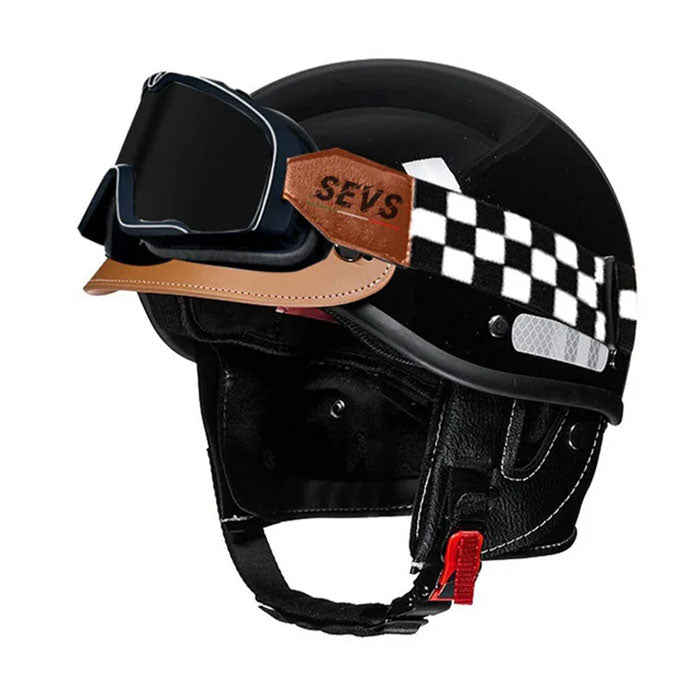 Retro cruiser half helmet with earmuffs- I16
