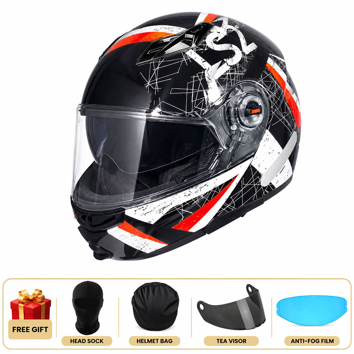 Modular Motorcycle Helmet with Dual Visors for Touring-I311