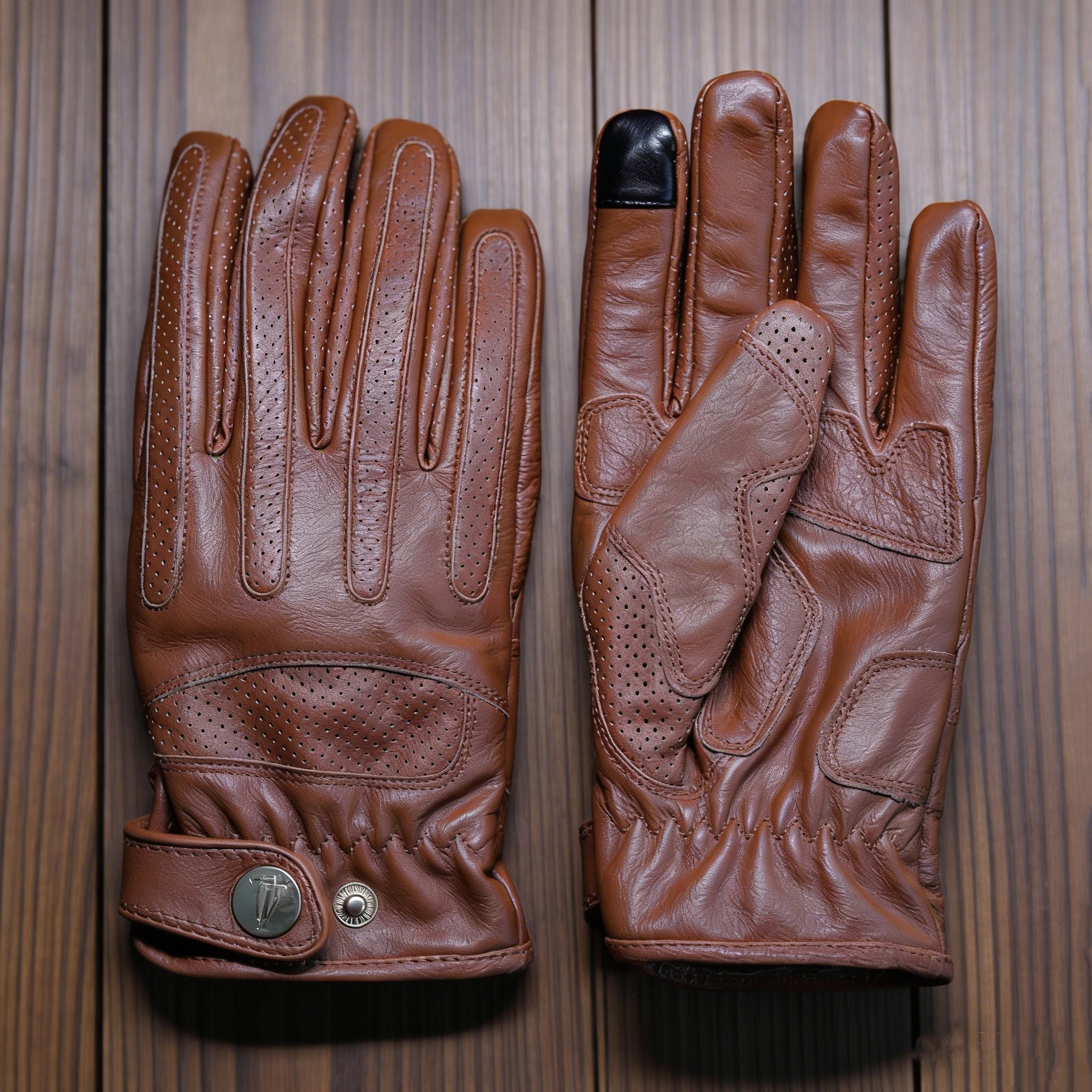 Retro Fleece-lined Gloves for Motorcycle Riding Genuine Leather