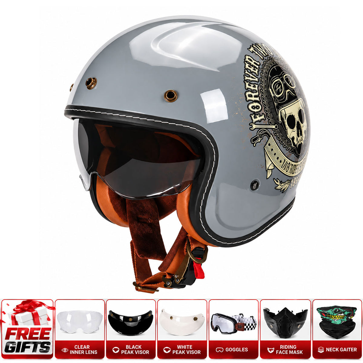 Retro-style graffiti cruiser motorcycle helmet-I303