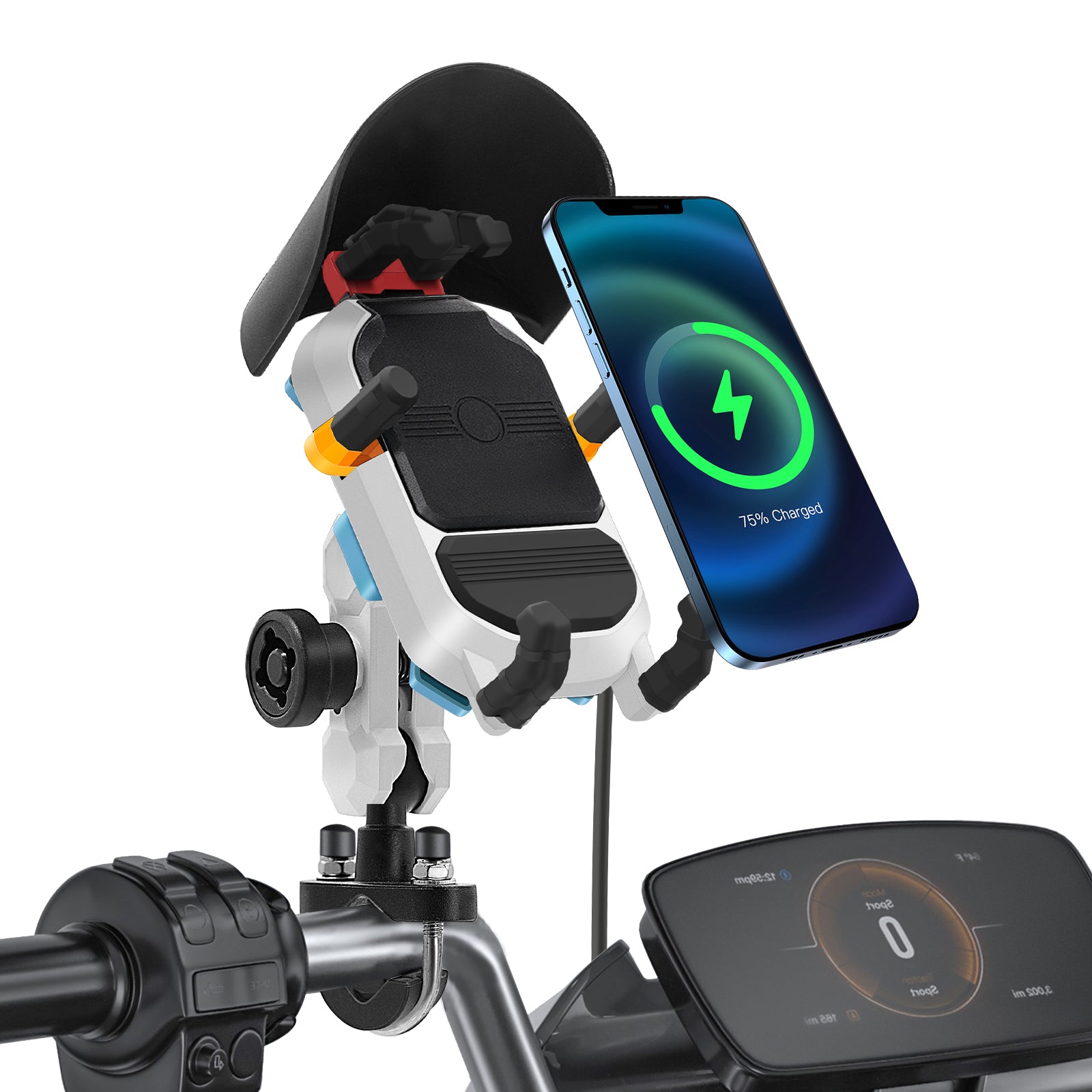 15W Wireless Charging Anti-theft Shockproof Motorcycle Phone Holder - M42