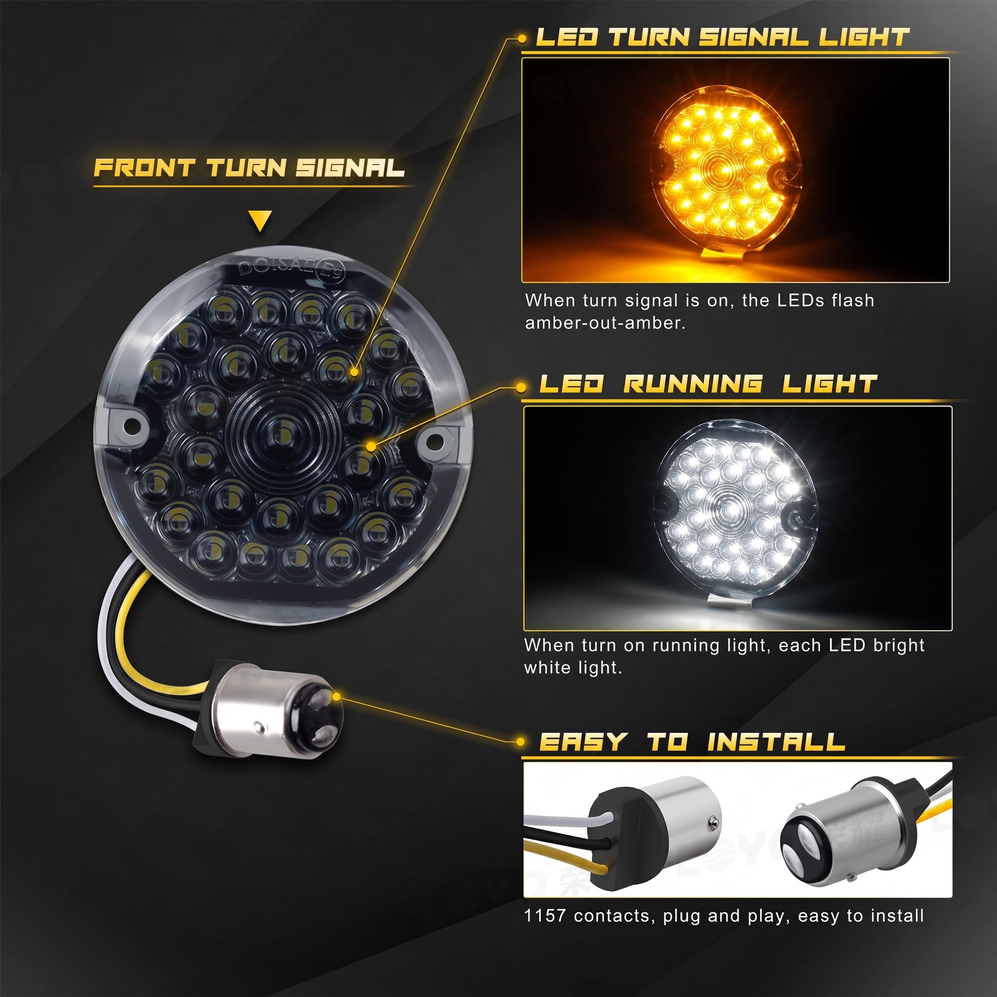1157 LED Peacock Turn Signal Lights for Harley Moto – D21