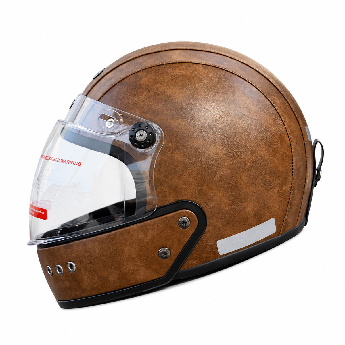 Retro-style leather-finish multi-functional modular motorcycle helmet-I284
