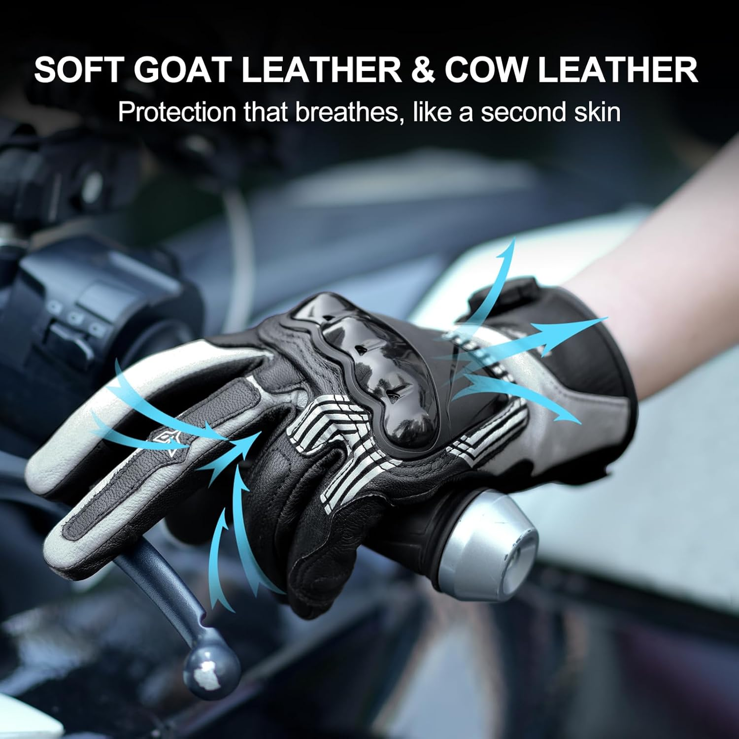 Genuine leather cycling gloves with carbon fiber shock protection-G29