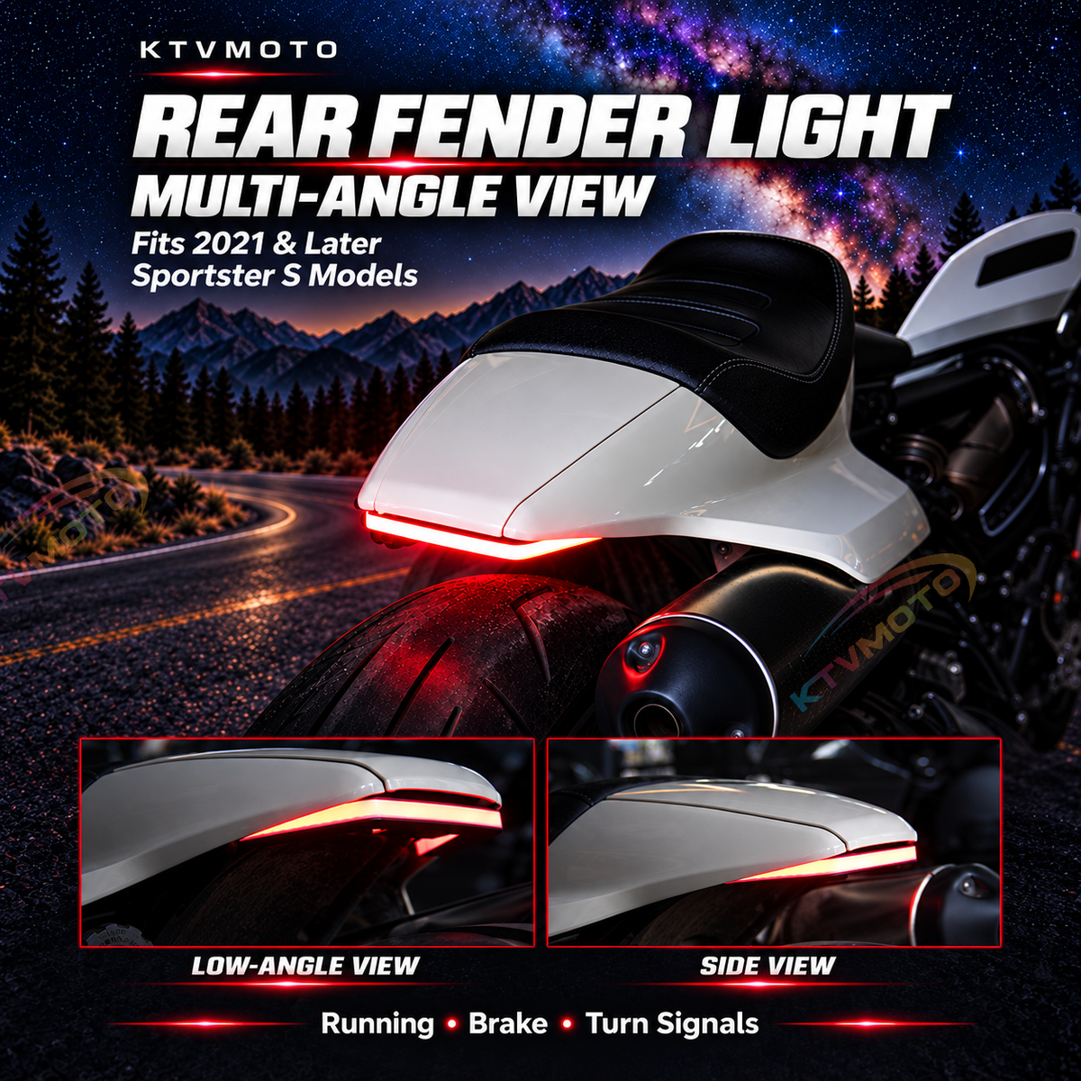 KTVMOTO Harley Sportster S LED Tail Light & Side Plate Bracket -ML15