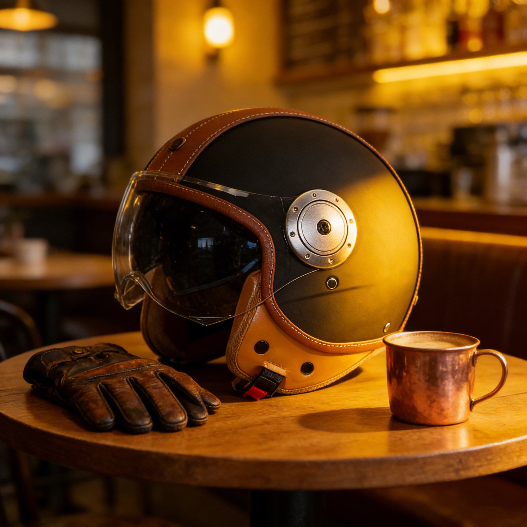 Retro electric motorcycle dual-lens smart Bluetooth helmet-I27