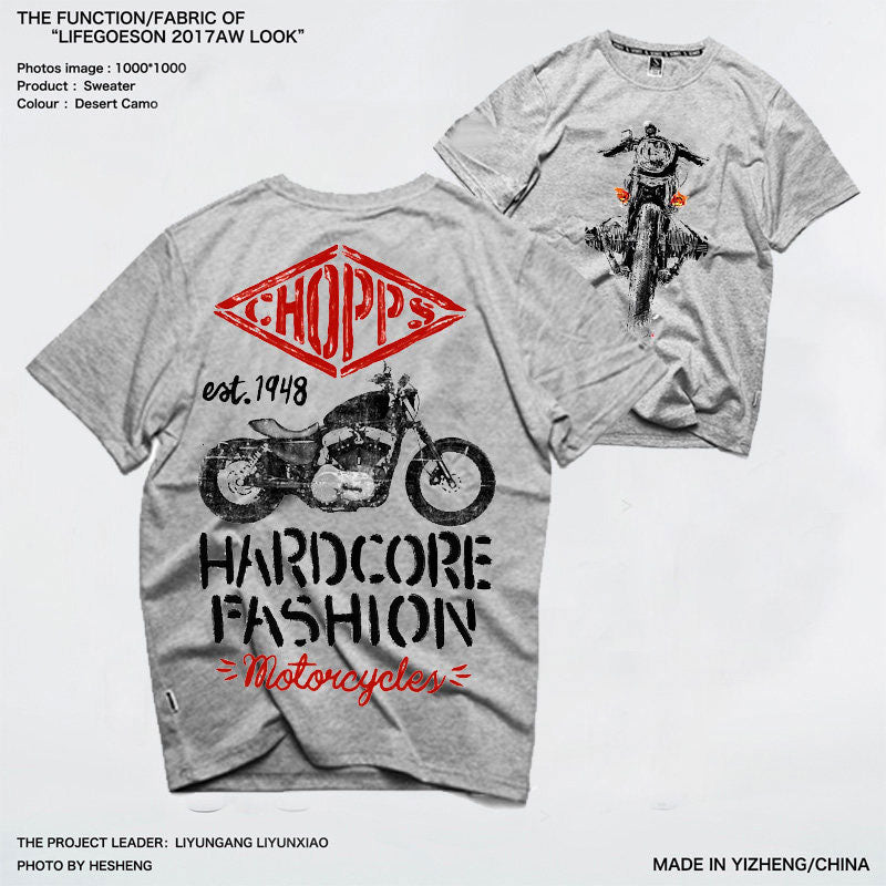 Heavyweight Retro Biker-Style Short-Sleeve T-Shirt - T01