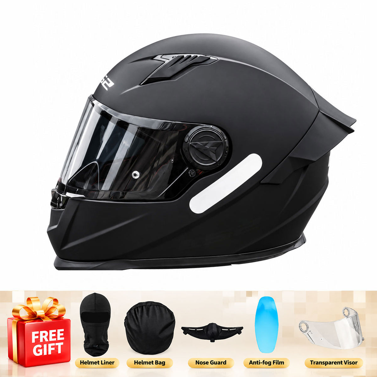Full-face motorcycle helmet with a large rear spoiler and mosaic pattern-I312