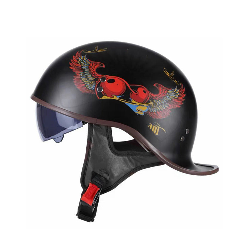 KTVMOTO Vintage Half Helmet with Visor – Retro Motorcycle Helmet-I277