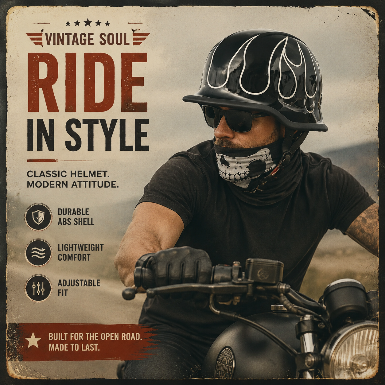 Retro Harley Cruiser Motorcycle Half Helmet-I142