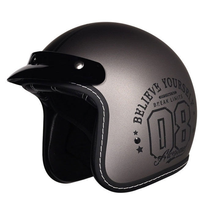 KTVMOTO Retro Open Face Motorcycle Helmet – Vintage Graphic Style-I21