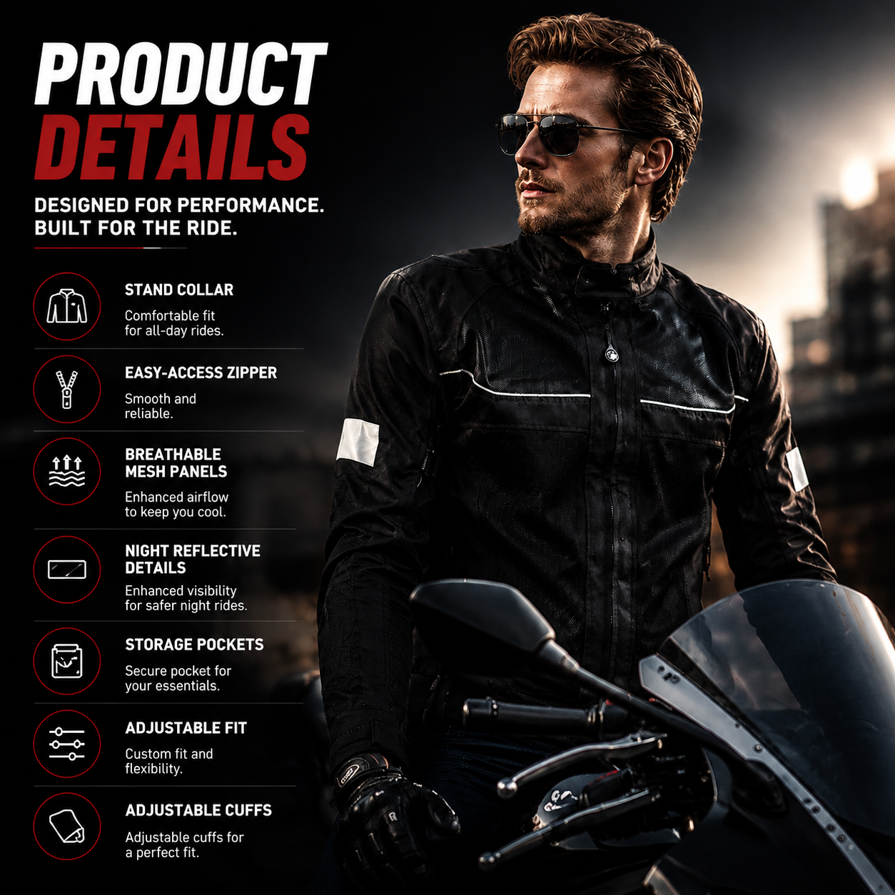 Motorcycle riding suit with reflective mesh（CE Grade）-J80