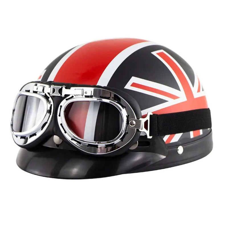 KTVMOTO Retro Motorcycle Half Helmet with Vintage Goggles & Visor-I267