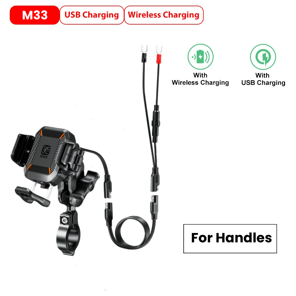 Shock Absorption 15W Wireless Fast Charger Waterproof Motorcycle Phone Holder - M43