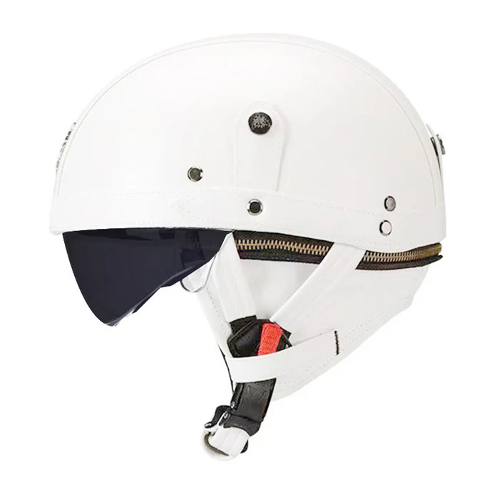DOT Vintage Leather Motorcycle Helmet with Goggles- I06