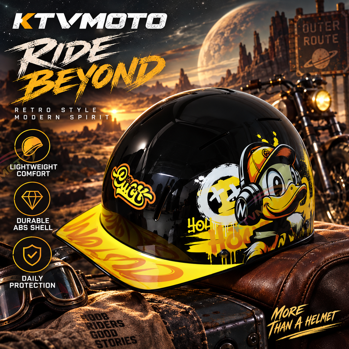 Retro Carbon Fiber Breathable Half-Helmet for Cruiser Motorcycles-I292