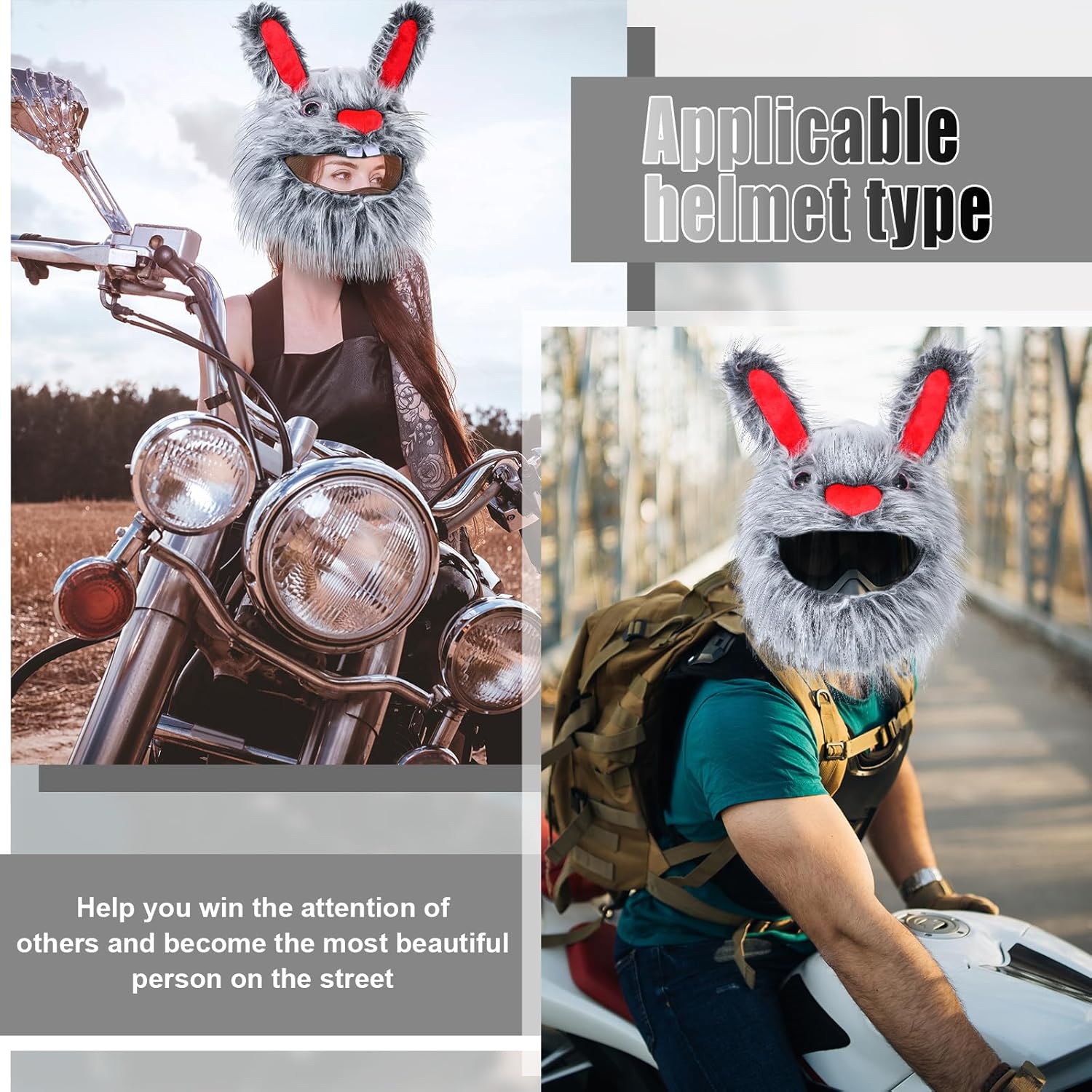 Funny motorcycle helmet covers-Angora Rabbit