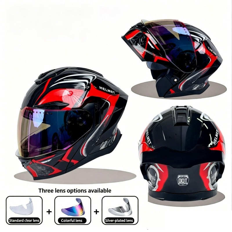 Flip-top motorcycle helmet, dual-lens full-face helmet-I65
