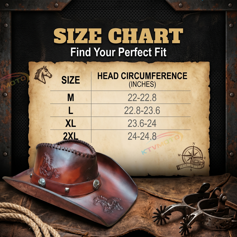 Vintage handmade leather cowboy hat-I119