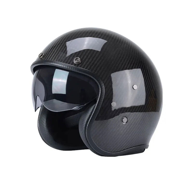 Classic cruise half-helmet with carbon fiber texture, Harley style-I34