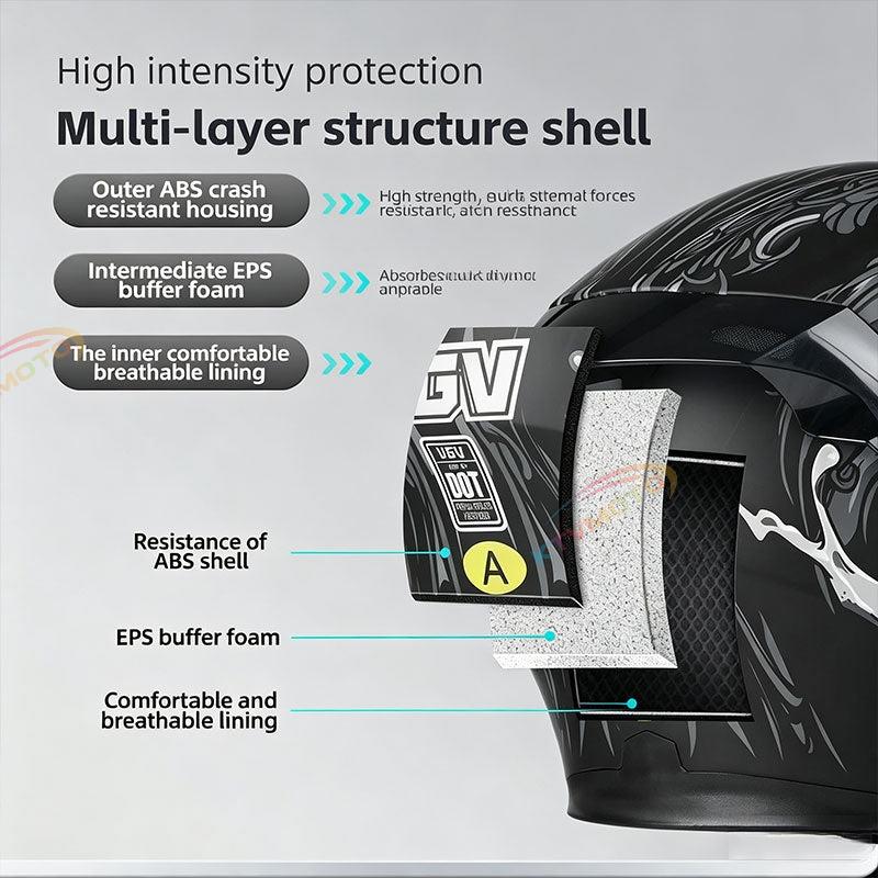 Carbon fiber modular flip-top motorcycle helmet-I47