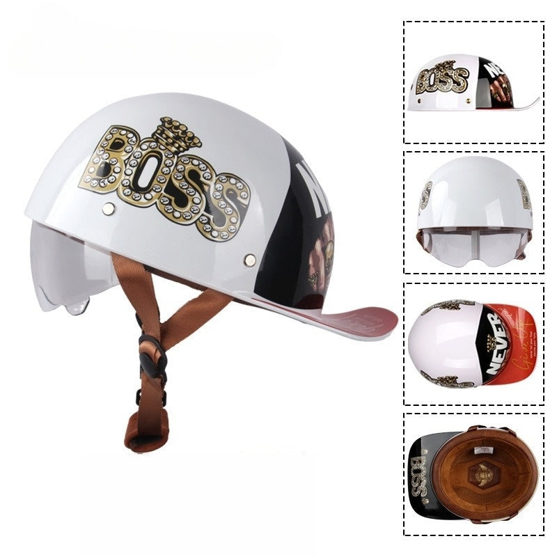 Retro cruiser motorcycle half helmet- I07