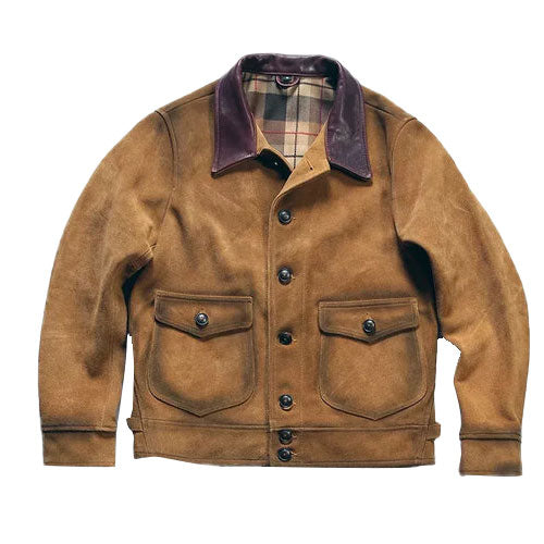 Handmade Vintage Natural Cow Suede Leather Jacket-A1