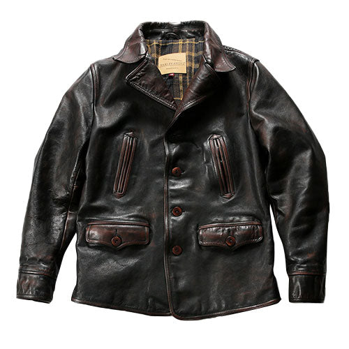 American Dispatcher Horsehide Leather Motorcycle Jacket-A21