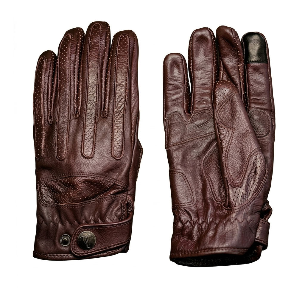Retro Fleece-lined Gloves for Motorcycle Riding Genuine Leather