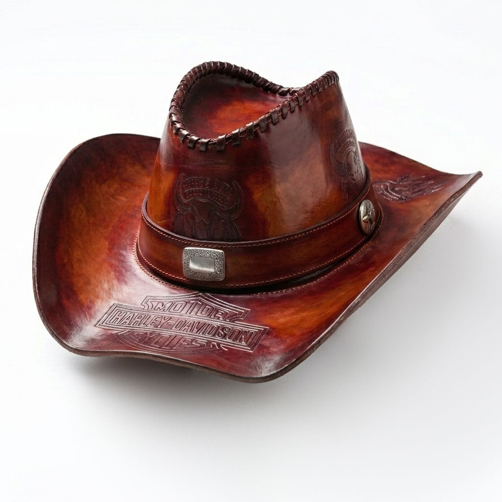 Retro casual motorcycle cap, Western cowboy cap (cowhide)-I115