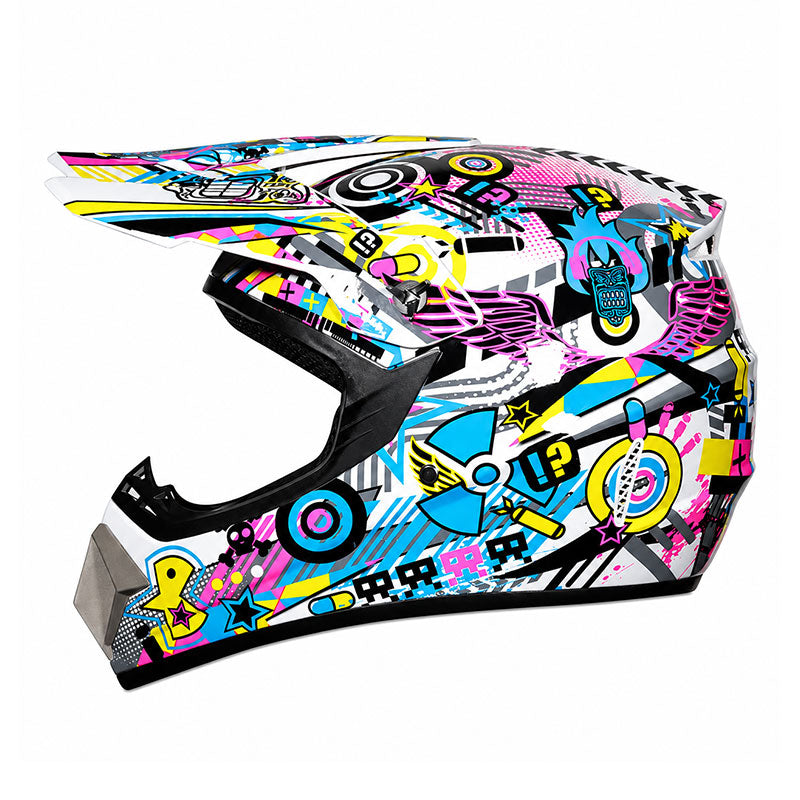 KTVMOTO Graphic Motocross Helmet with Peak Visor for Dirt Bike Riding-I234